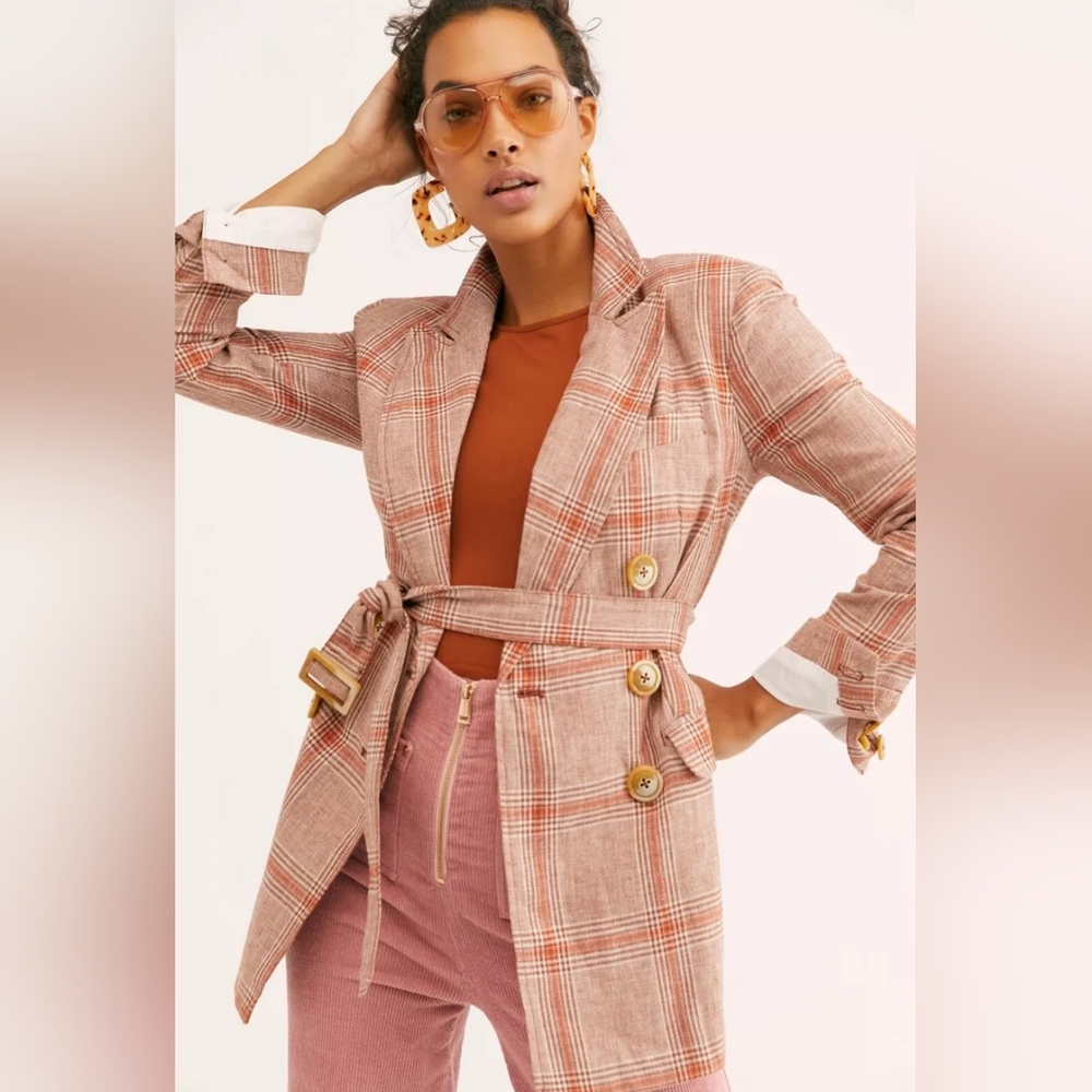 Free People Emily Plaid Yarn Dyed Blazer